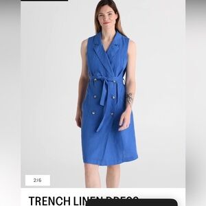 Magic linen TRENCH LINEN DRESS LISBON IN COBALT BLUE size XS